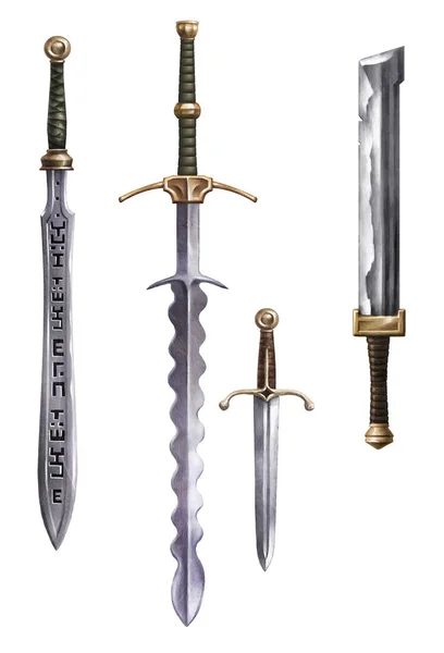Mediewal kılıçları. Fantezi seti.