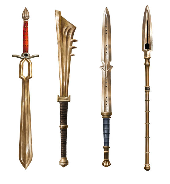 Ancient swords and spear. Fantasy. Set