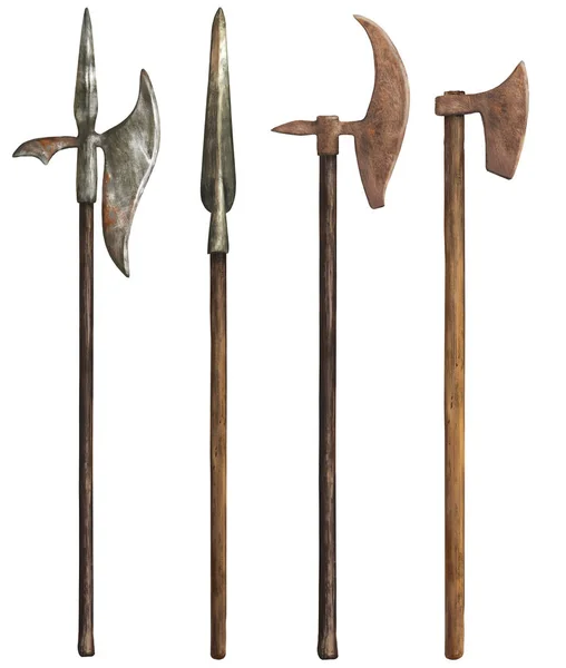 Realistisch Wapen Speer Halberd Geïsoleerde Set — Stockfoto