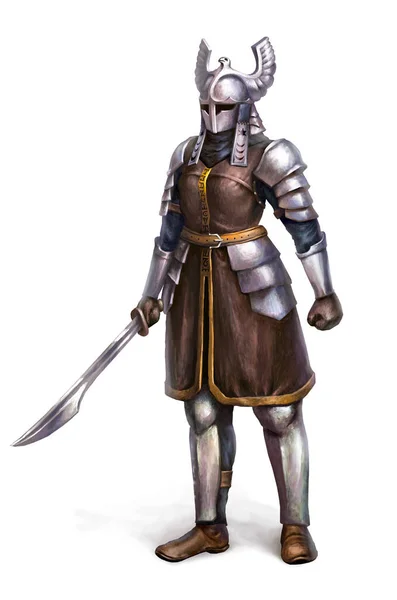 Woman Knight Sword Isolated Concept Art Game — 스톡 사진