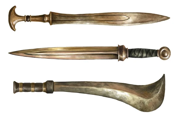 Коллекция Реалистичного Древнего Оружия Греческие Римские Мечи — стоковое фото