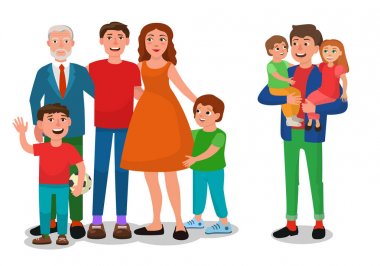 Aile. Renkli izole karakterler.