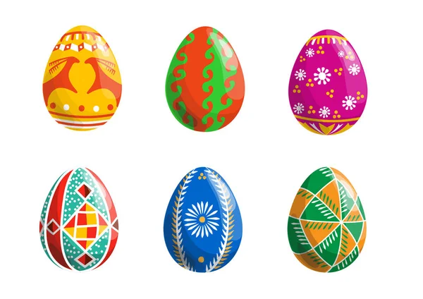 Traditional Ukrainian Easter Eggs Vector Set — Stock Vector