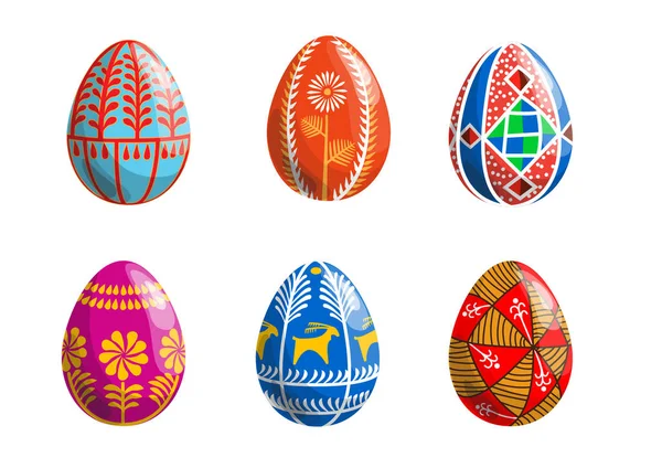 Traditional Ukrainian Easter Eggs Vector Set — Stock Vector