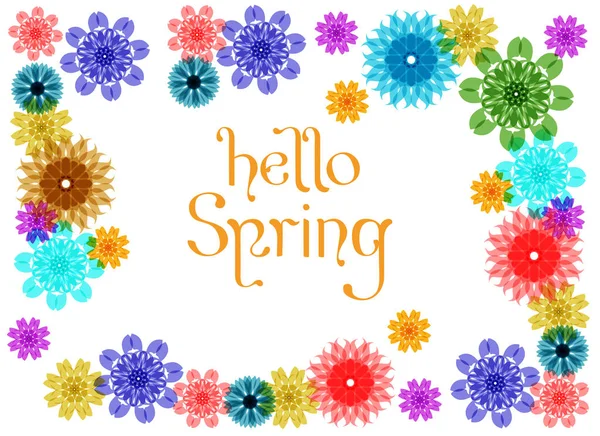 Merhaba Bahar Tebrik kartı çiçekli. Vektör