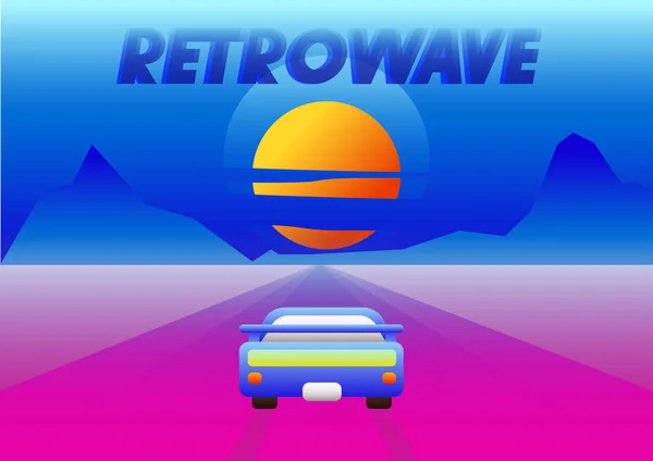 80. Stil Peyzaj. El ilanı, poster, davetiye, afiş için. Vektör illüstrasyon. Retro vintage tarzı.