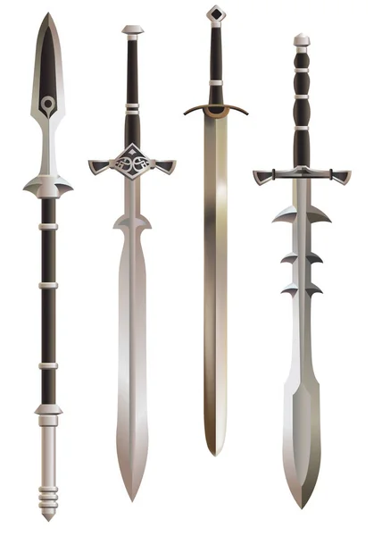 Espadas Medievais Lança Curta Vetor —  Vetores de Stock