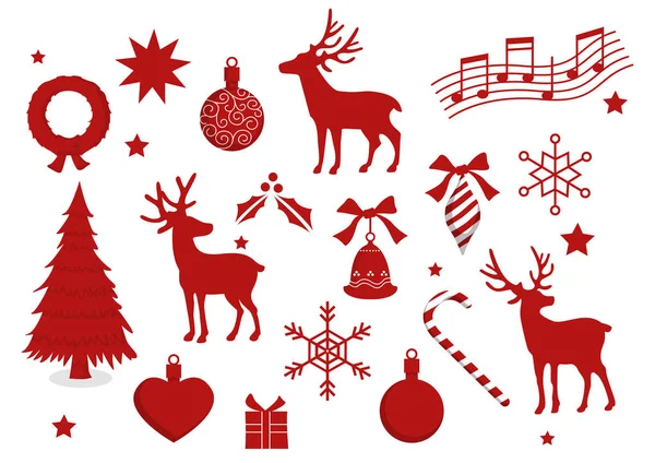 Mutlu Noeller Vektör seti. Kırmızı izole siluet.