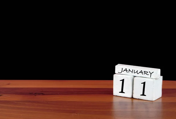 Enero Mes Calendario Días Del Mes Calendario Reflejado Suelo Madera — Foto de Stock