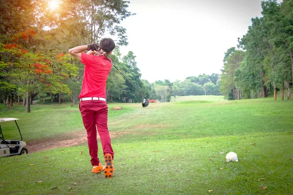 Golfçü güzel golf sahasında golf oynuyor.