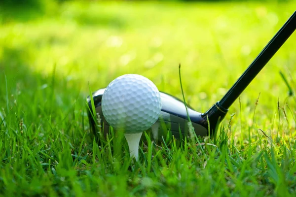 Golf ball and golf club in beautiful golf course at Thailand. Co — Stock Photo, Image