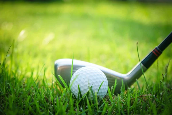 Golf ball and golf club in beautiful golf course at Thailand. Co — Stock Photo, Image