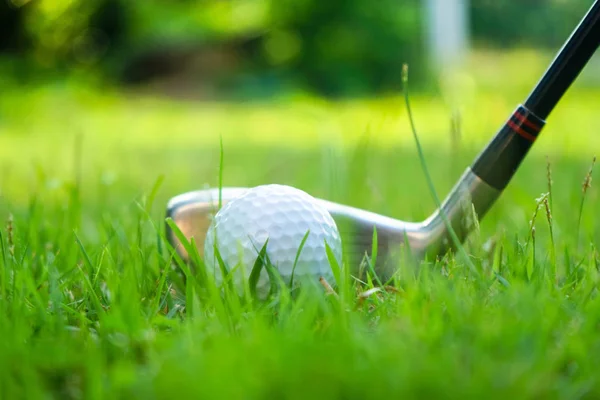 Golf ball and golf club in beautiful golf course at Thailand. Co — Stock Photo, Image