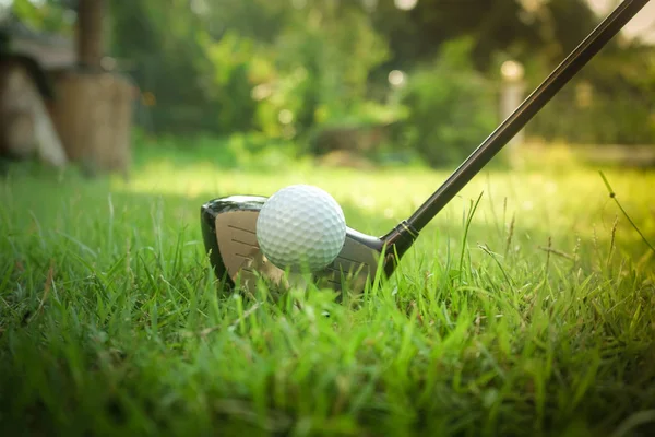 Golf ball and golf club in beautiful golf course at Thailand. Co — Stock Photo, Image