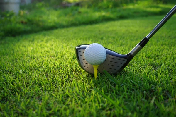 Golf Sahasında Golf Sopalarıyla Golf Topları Ilk Kısa Devre Için — Stok fotoğraf