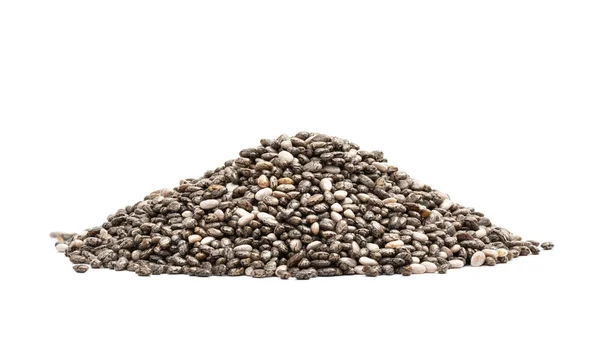 Pile Healthy Chia Seeds Seen Low Angle Isolated White Background — Stock Photo, Image