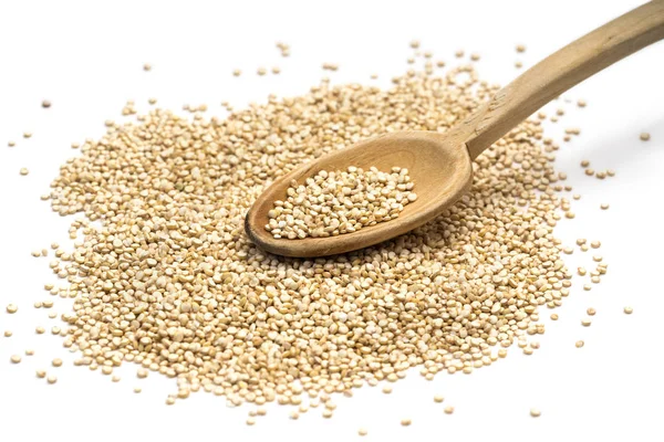 Quinoa Samen Auf Einem Holzlöffel Schräg Von Oben Gesehen Und — Stockfoto