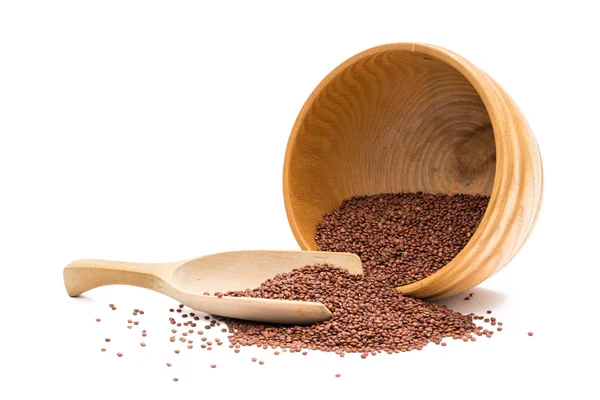 Rote Quinoa Samen Umgekippter Holzschale Von Unten Gesehen Mit Einem — Stockfoto