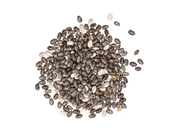 Small Pile Chia Seeds Seen Isolated White Background — Stock Photo, Image