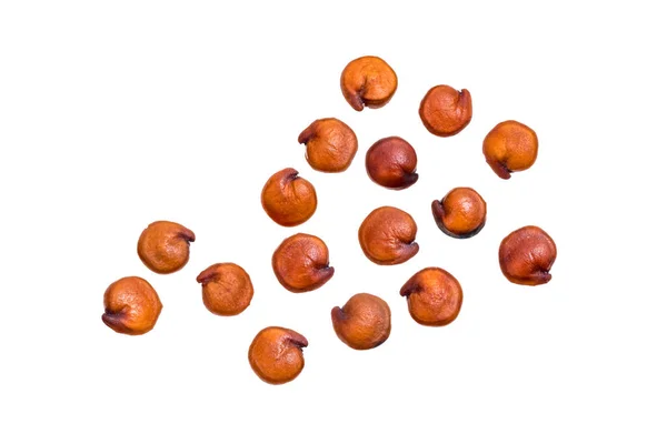 Pequeno Grupo Sementes Quinoa Vermelha Espalhadas Isoladas Fundo Branco — Fotografia de Stock