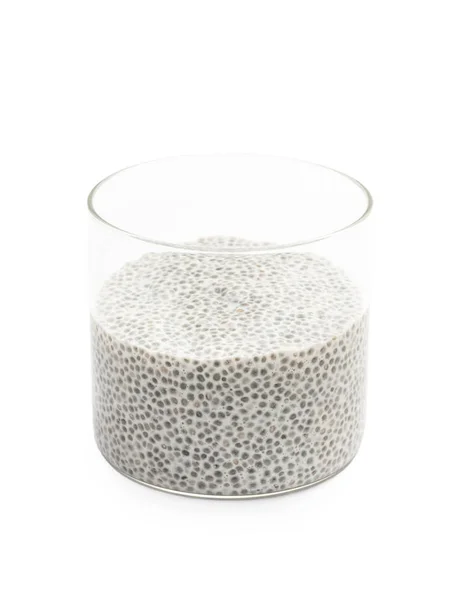 Glass Bowl Vertical Sides Containing Chia Pudding Seen Side Isolated — Stock Photo, Image