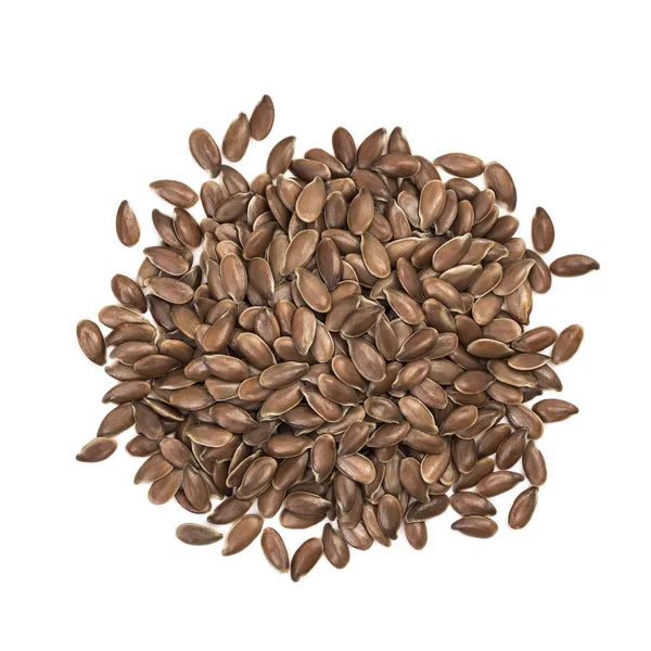 Small Pile Linseeds Flax Seed Seen Directly Isolated White Background — Stock Photo, Image