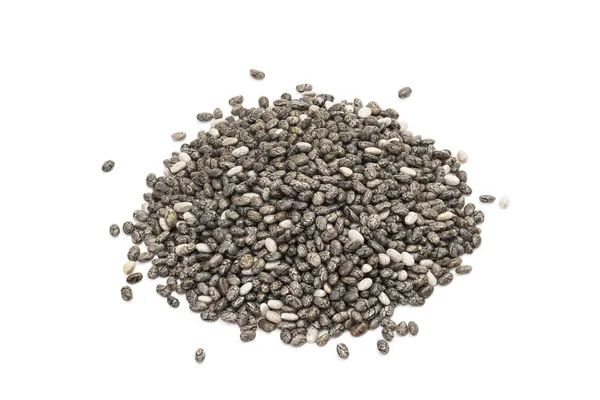 Small Pile Chia Seeds Seen Obliquely Isolated White Background — Stock Photo, Image