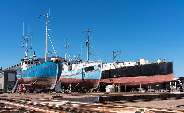 Old Boats Land Repair Ship Yard Hundested Denmark — Stock Photo, Image