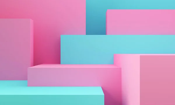 Formas Geométricas Rosa Azul Fundo Cor Pastel Abstrato Elementos Decorativos — Fotografia de Stock