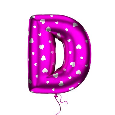 Pembe kalp elemanları dokulu dokulu döşeyli d. Beyaz bir arka plan üzerinde şişme bir balon yapılmış. İzole, 3d render