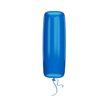 Mavi renk dokulu mektup I. Beyaz bir arka plan üzerinde şişme balon yapılmış. İzole, 3d render