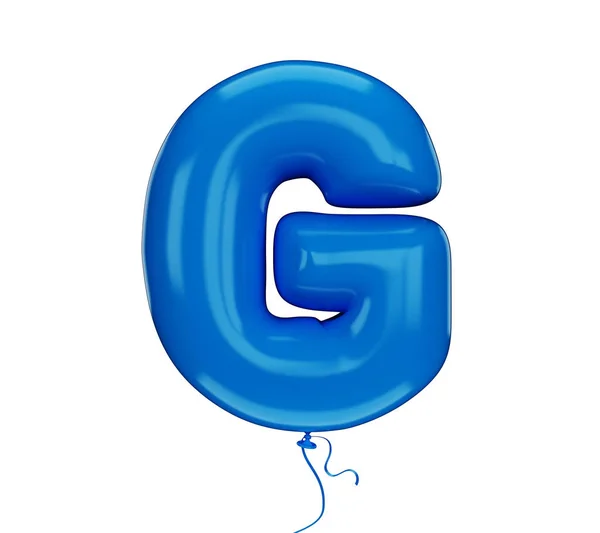 蓝色纹理字母 由白色背景上的充气气球制成 隔离的 — 图库照片