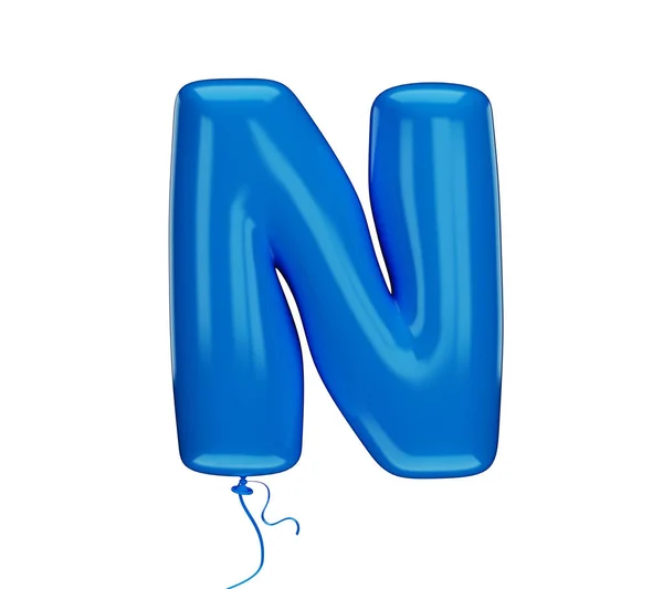 Blue Color Textured Letter Made Inflatable Balloon White Background Isolated — Stock Photo, Image
