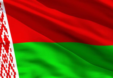 Gerçekçi ipek malzeme Belarus bayrak sallayarak, yüksek kaliteli detaylı kumaş doku. 3d illüstrasyon