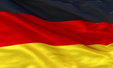 Gerçekçi ipek malzeme Alman dalgalı bayrak, yüksek kaliteli detaylı kumaş doku. 3d illüstrasyon