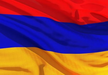 Gerçekçi ipek malzeme Ermenistan bayrak sallayarak, yüksek kaliteli detaylı kumaş doku. 3d illüstrasyon