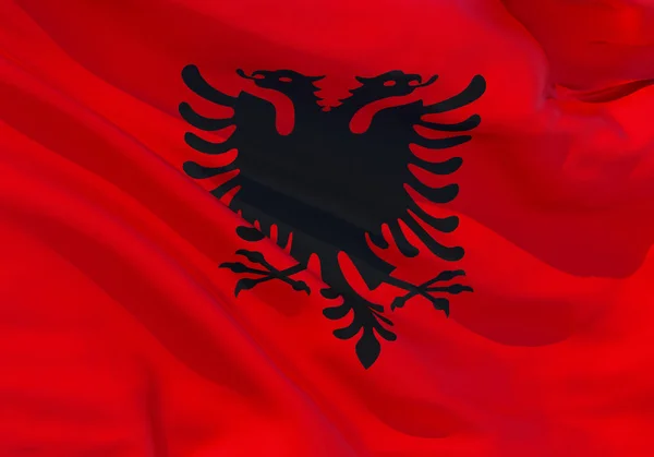 Material Seda Realista Albania Ondeando Bandera Textura Tela Detallada Alta —  Fotos de Stock