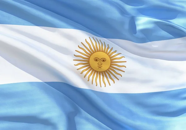 Realistico Materiale Seta Argentina Bandiera Sventolante Tessitura Dettagliata Alta Qualità — Foto Stock