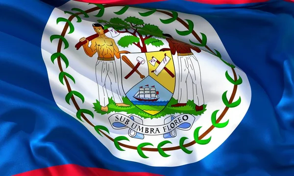Reális Selyem Anyag Belize Integetett Zászló Kiváló Minőségű Részletes Szövet — Stock Fotó