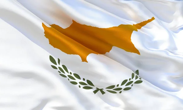 Realistický Hedvábný Materiál Kypr Mávající Vlajka Vysoce Kvalitní Podrobná Textura — Stock fotografie