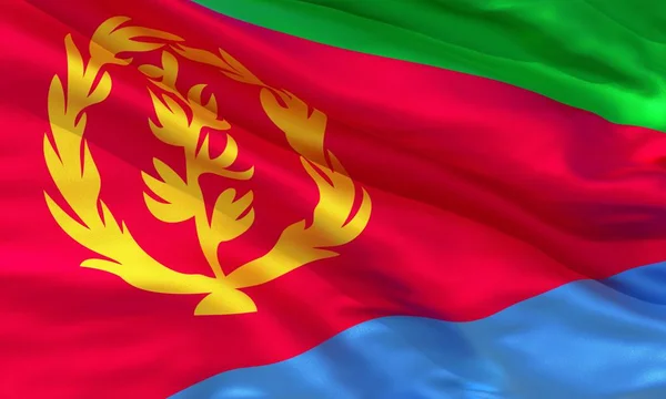 Реалістичний Шовний Матеріал Еритреї Розмахуючи Прапором Високою Якістю Детальної Тканини — стокове фото