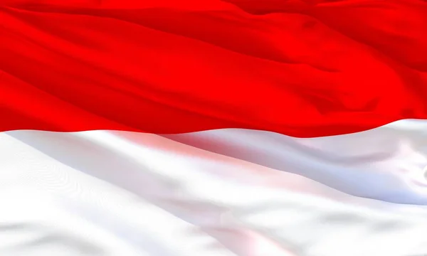 Bahan Sutra Realistis Indonesia Mengibarkan Bendera Tekstur Kain Rinci Berkualitas — Stok Foto