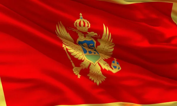 Realistische Zijde Materiaal Montenegro Zwaaiende Vlag Hoge Kwaliteit Gedetailleerde Weefsel — Stockfoto