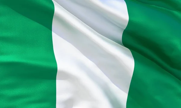 Ρεαλιστικό Μεταξωτό Υλικό Νιγηρία Κυματιστές Σημαία Υψηλής Ποιότητας Λεπτομερής Υφή — Φωτογραφία Αρχείου