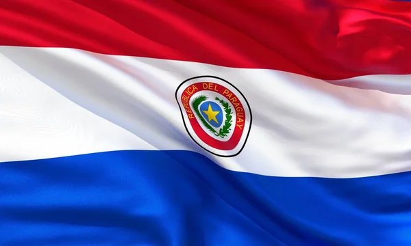 Material Seda Realista Bandeira Acenar Paraguai Textura Tecido Detalhada Alta — Fotografia de Stock