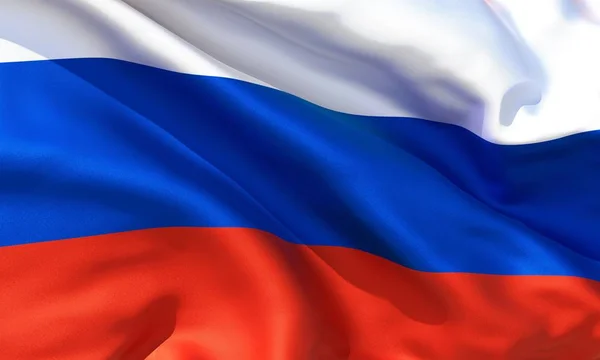 Realistische Zijde Materiaal Rusland Zwaaiende Vlag Hoge Kwaliteit Gedetailleerde Weefsel — Stockfoto