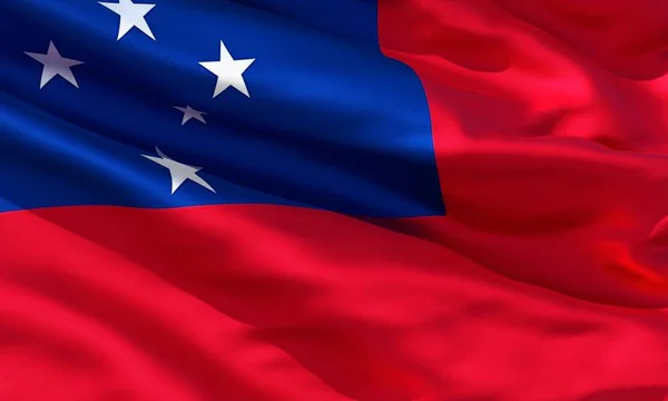 Ρεαλιστική Μεταξωτό Υλικό Της Σαμόα Κυματιστές Σημαία Υψηλής Ποιότητας Λεπτομερή — Φωτογραφία Αρχείου
