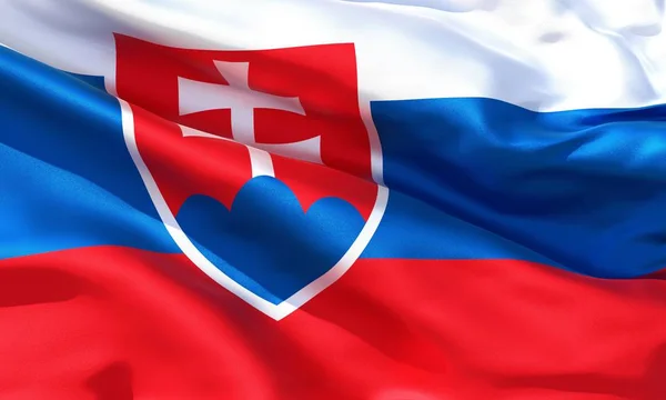 Realistiskt Sidenmaterial Slovakien Viftande Flagga Hög Kvalitet Detaljerad Tyg Konsistens — Stockfoto