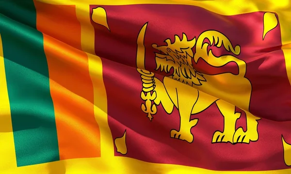 Realistico Materiale Seta Sri Lanka Sventola Bandiera Tessitura Tessuto Dettagliato — Foto Stock