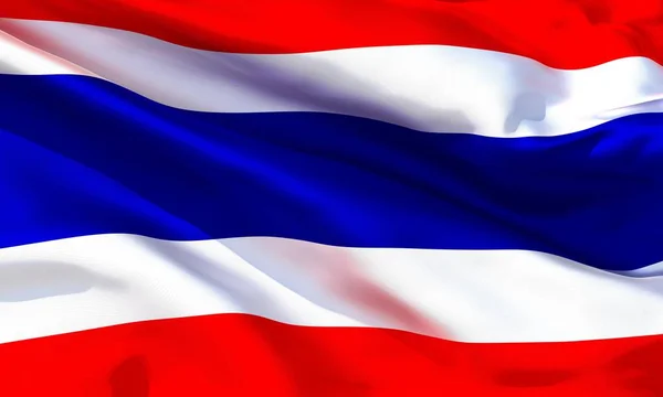 Realistico Materiale Seta Thailandia Sventola Bandiera Tessitura Tessuto Dettagliato Alta — Foto Stock